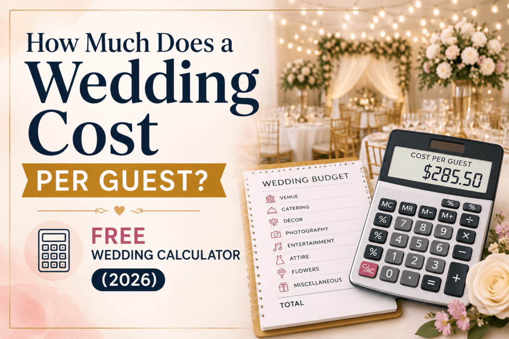 wedding cost per guest, wedding guest cost calculator, cost per wedding guest, average wedding cost 2026, wedding budget per person, wedding cost calculator, budget friendly wedding tips