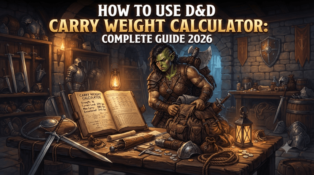 dnd carry weight calculator, how to use dnd calculator, dnd 5e carrying capacity, variant encumbrance 5e, dnd push drag lift limit, powerful build dnd, dnd inventory tracking