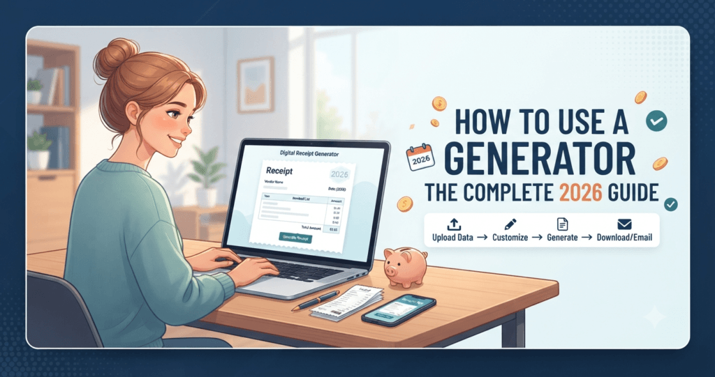 how to use a receipt generator, free receipt generator, online receipt maker, create professional receipts, custom business receipts, small business receipt guide, digital receipt templates, invoicing for freelancers