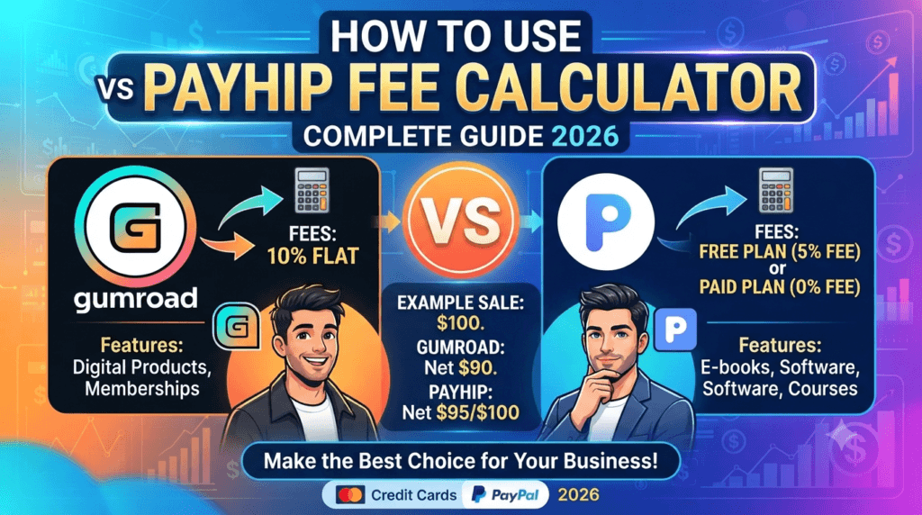gumroad vs payhip fee calculator, gumroad fee calculator, payhip fee calculator, digital product profit calculator, creator platform fees comparison, payhip break even calculator, gumroad pricing vs payhip, payhip subscription break even