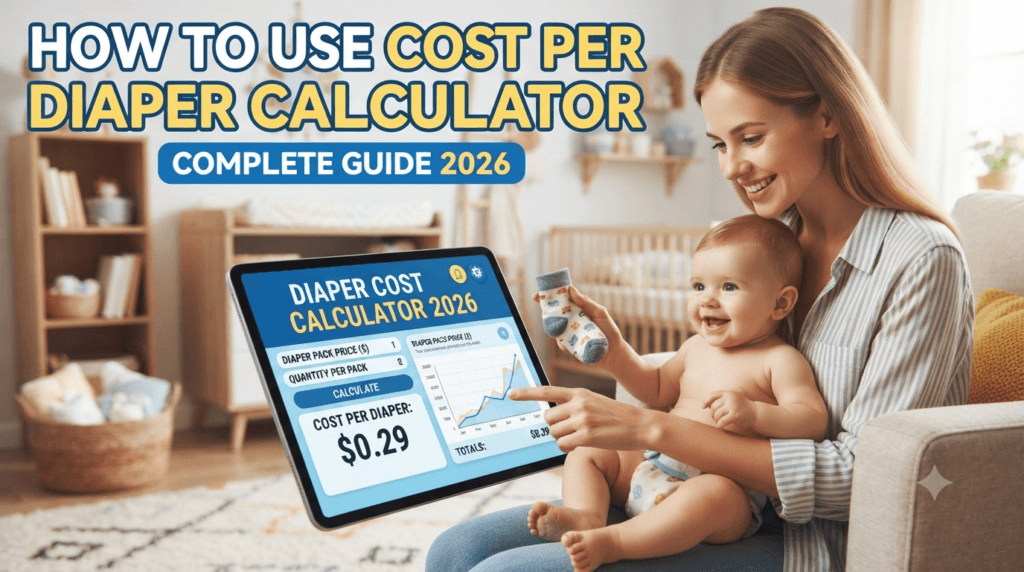 cost per diaper calculator, how to use diaper calculator, diaper cost breakdown, cheap diapers 2026, diaper budget guide, unit price calculator baby, save money on diapers