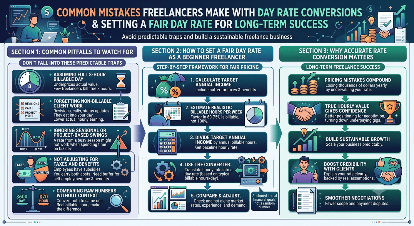 Common mistakes freelancers make with day rate conversions and how to set a fair day rate for long-term success