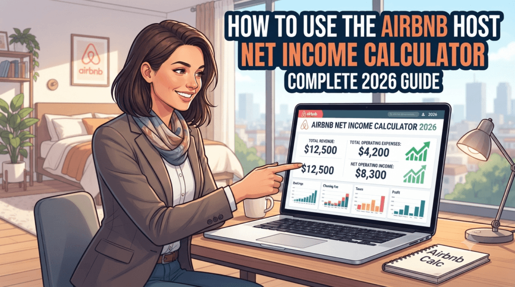 Airbnb host net income calculator, Airbnb net income calculator, Airbnb profit calculator 2026, Airbnb host expenses breakdown, Calculate Airbnb profit after taxes, Short term rental net profit guide, Airbnb gross vs net income, Airbnb host fee calculator