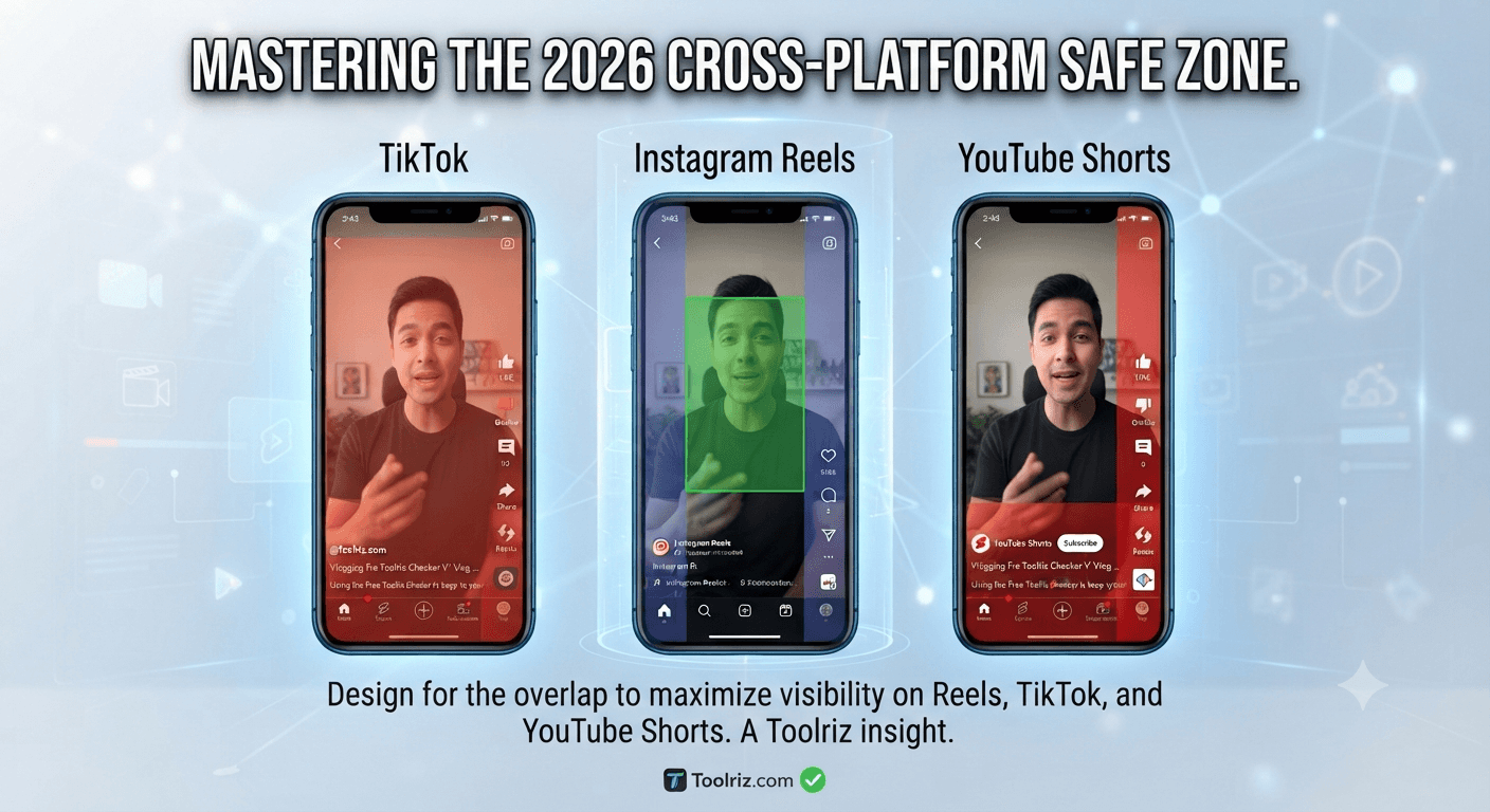 YouTube Shorts Safe Zone Checker tool interface showing the safe zone overlay